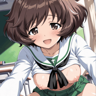 ガールズ〇パンツァー 秋山 優花里風 ポスター アニメ エロ 美乳 グラビア ファンアート 同人アート 0507 (01)