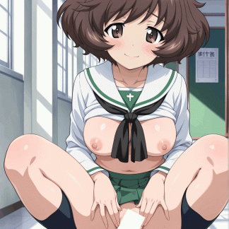 ガールズ〇パンツァー 秋山 優花里風 ポスター アニメ エロ 美乳 グラビア ファンアート 同人アート 0507 (14)