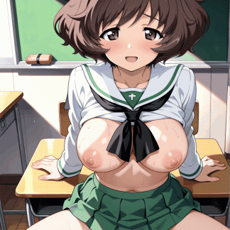 ガールズ〇パンツァー 秋山 優花里風 ポスター アニメ エロ 美乳 グラビア ファンアート 同人アート 0507 (42)