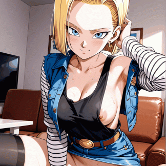 ドラゴ〇ボール 人造人間18号風 ポスター アニメ エロ 美乳 グラビア ファンアート 同人アート 0518 (48)