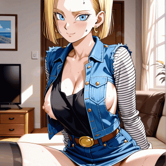 ドラゴ〇ボール 人造人間18号風 ポスター アニメ エロ 美乳 グラビア ファンアート 同人アート 0518 (66)