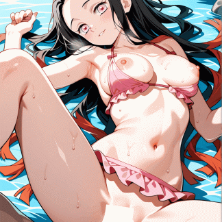 鬼滅の〇 竈門禰豆子(人間)風 ポスター アニメ エロ 美乳 グラビア ファンアート 同人アート 0521 (112)