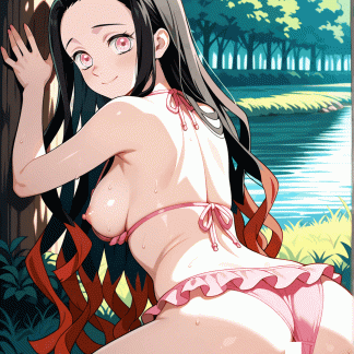 鬼滅の〇 竈門禰豆子(人間)風 ポスター アニメ エロ 美乳 グラビア ファンアート 同人アート 0521 (146)