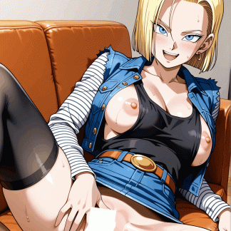 ドラゴ〇ボール 人造人間18号風 ポスター アニメ エロ 美乳 グラビア ファンアート 同人アート 0518 (216)