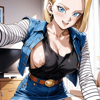 ドラゴ〇ボール 人造人間18号風 ポスター アニメ エロ 美乳 グラビア ファンアート 同人アート 0518 (113)