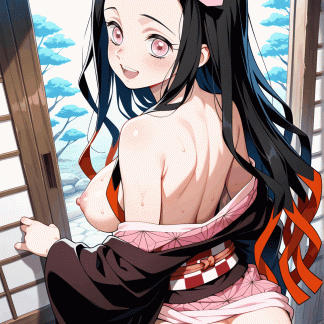 鬼滅の〇 竈門禰豆子(人間)風 ポスター アニメ エロ 美乳 グラビア ファンアート 同人アート 0521 (87)