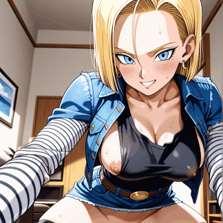 ドラゴ〇ボール 人造人間18号風 ポスター アニメ エロ 美乳 グラビア ファンアート 同人アート 0518 (69)