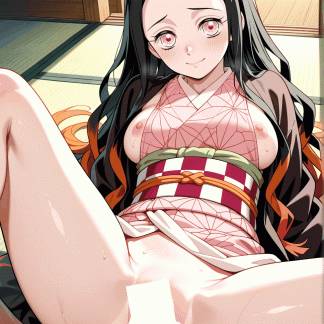 鬼滅の〇 竈門禰豆子(人間)風 ポスター アニメ エロ 美乳 グラビア ファンアート 同人アート 0521 (110)