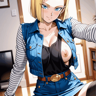 ドラゴ〇ボール 人造人間18号風 ポスター アニメ エロ 美乳 グラビア ファンアート 同人アート 0518 (13)