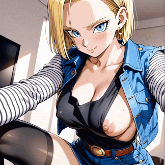 ドラゴ〇ボール 人造人間18号風 ポスター アニメ エロ 美乳 グラビア ファンアート 同人アート 0518 (11)