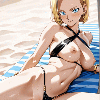 ドラゴ〇ボール 人造人間18号風 ポスター アニメ エロ 美乳 グラビア ファンアート 同人アート 0518 (142)